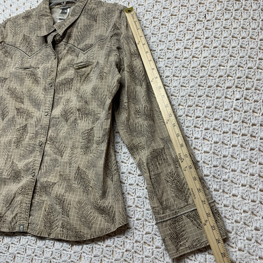 The North Face Women's L Beige Pearl Snap Long Sleeve All Over Print Embroidery - Picture 10 of 11